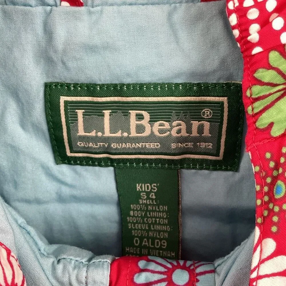 EUC Girls L.L. Bean Floral Full‎ Zip Hooded Jacket